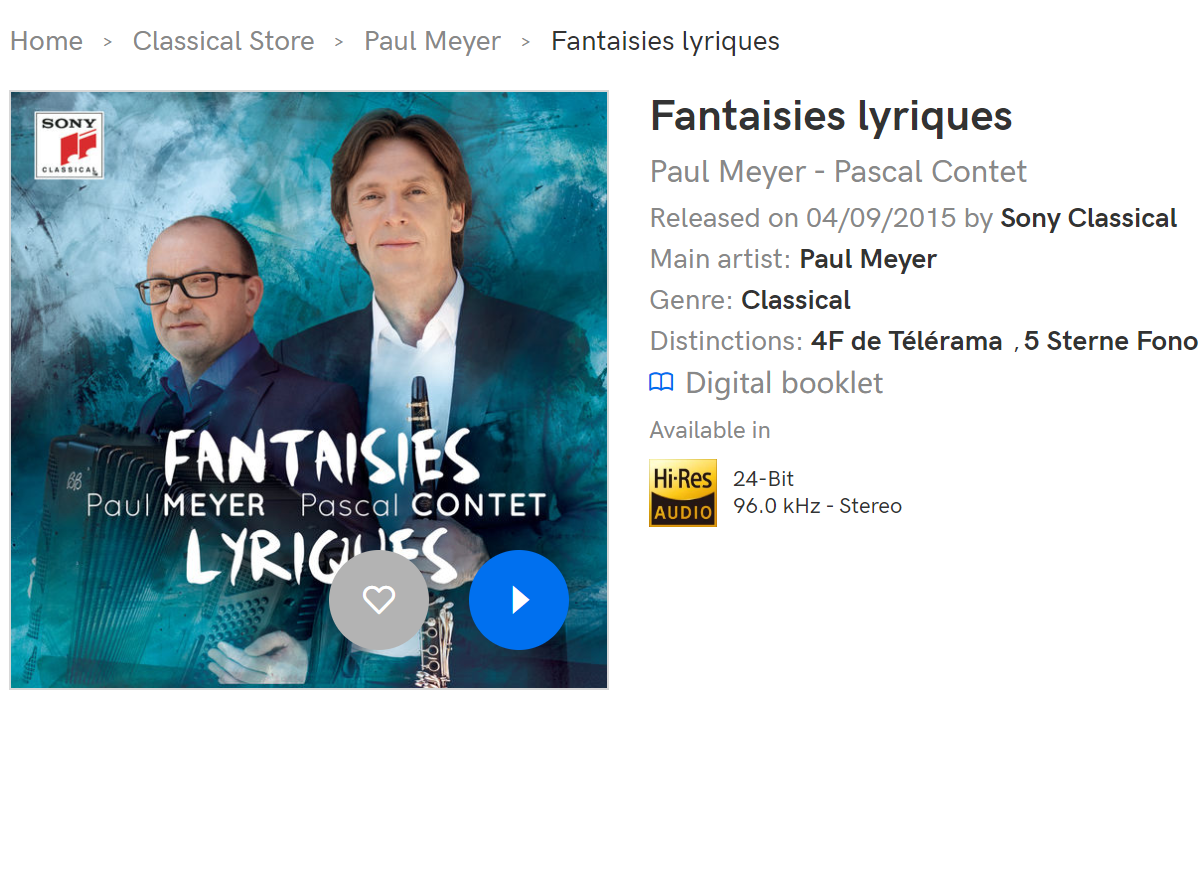 Fantaisies lyriques Hi-Res | FLAC | 96kHz/24bit